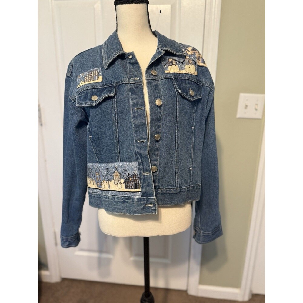Don't Mess with Texas Women's Denim Jacket with Snowman Size Medium